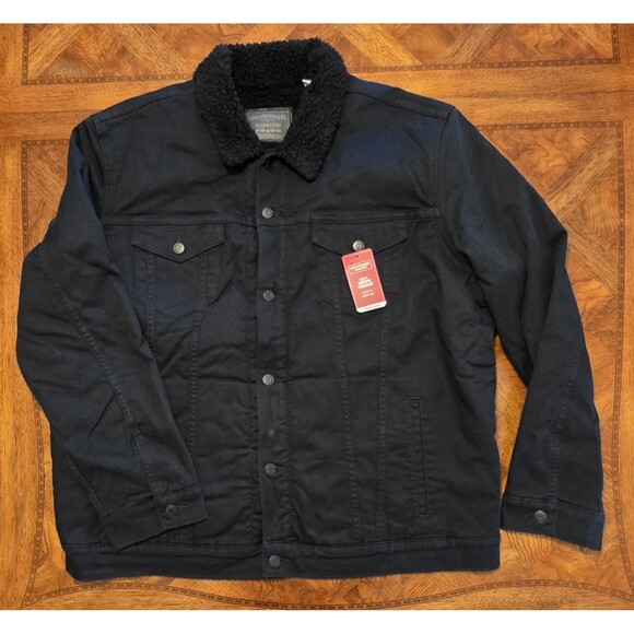 Levi's Other - Levi’s Men's Relaxed Fit Button Front Sherpa Trucker Jacket XXL Black Canvas NEW